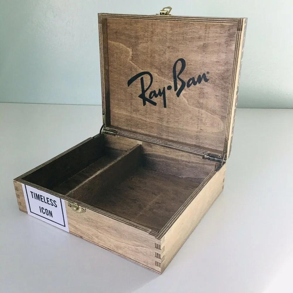 Ray Ban Sunglasses Havana Wooden Storage Case Box